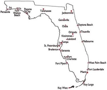 Florida Businesses For Sale - Map of  Bradenton, Clearwater, CoCoa Beach, Daytona Beach, Destin, Fort Lauderdale, Fort Myers, Ft. Pierce, Fort Walton Beach, Gainesville, Jacksonville, Lakeland, Melbourne, Miami, Naples, Ocala, Orlando, Pensacola, Pt. Charlotte, Port Saint Lucie, Punta Gorda, Saint Augustine, Saint Petersburg, Sarasota, Tallahassee, Tampa, Venice, Vero Beach, West Palm Beach, FL